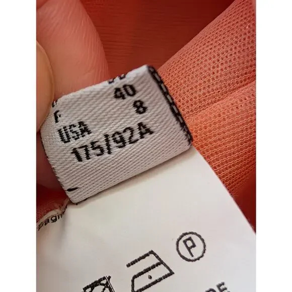 Pinko Italy Peach Coral Pleated Fit & Flare Mini Dress | FITS LIKE US 2-4 - Picture 10 of 13